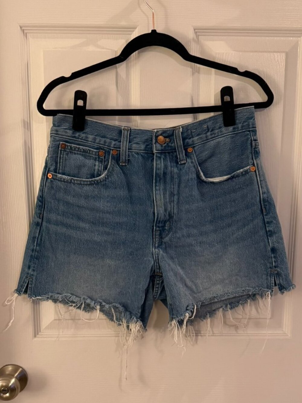 Madewell 27 Relaxed Mid Length Cut Off Denim Jean Shorts